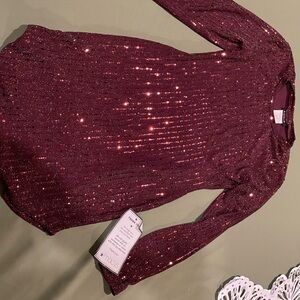 B Darlin Burgundy Sequin Dress